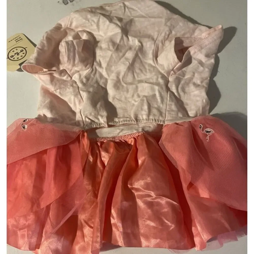 Dog Dress Size L Flamingos Pink Lace